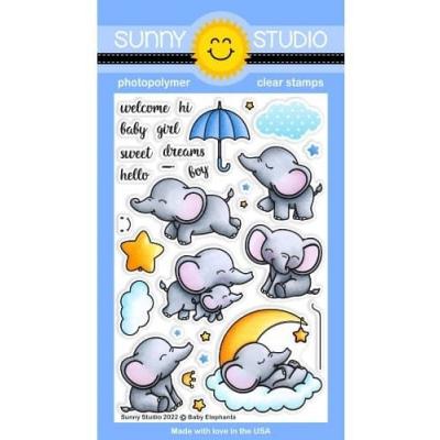 Sunny Studio Clear Stamps - Baby Elephants